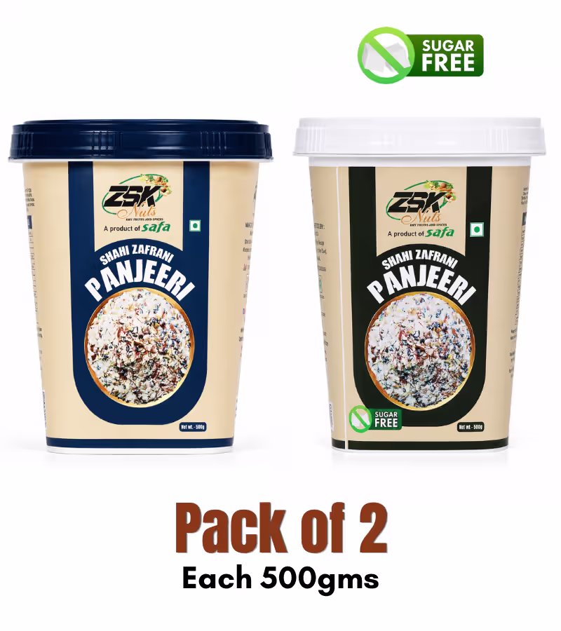 12 Shahi Zafrani Panjeri with Sugar, Shahi Zafrani Panjeri Sugar Free | COMBO - Each 500gm, Pack of 2 - Image 1