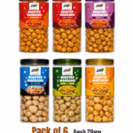 Roasted Makhana | Peri Peri, Tangy Tomato, Barbecue, Salt & Pepper, Mint & Cheddar Cheese | COMBO - Each 70gm, Pack of 6