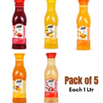 Litchi, Mango, Orange, Pineapple, Strawberry Crushes | COMBO - Each 1Ltr, Pack of 5
