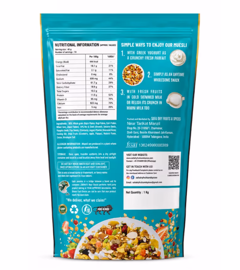 High Protein Muesli (Fruits, Nuts & Seeds) – 1kg