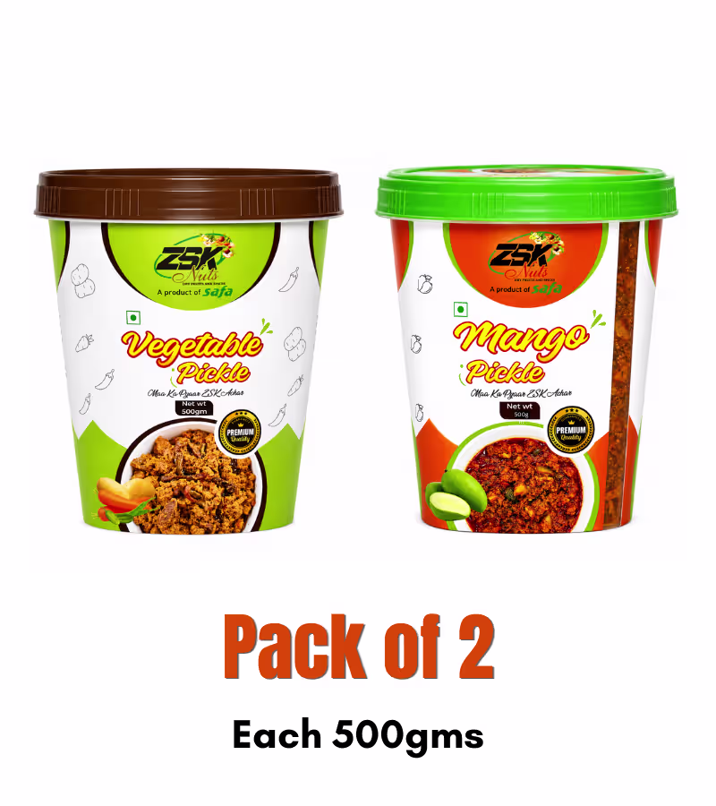 4 (3) Mango Pickle, Mixed Vegetable Pickle | COMBO - Each 500gm, Pack of 2 - Image 1