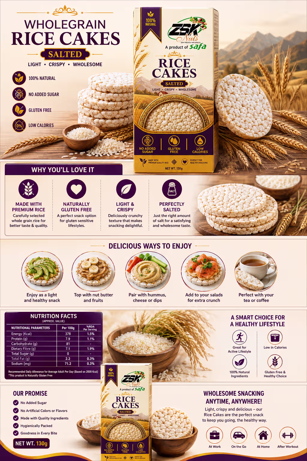 ZSK Salted Wholegrain Rice Cakes